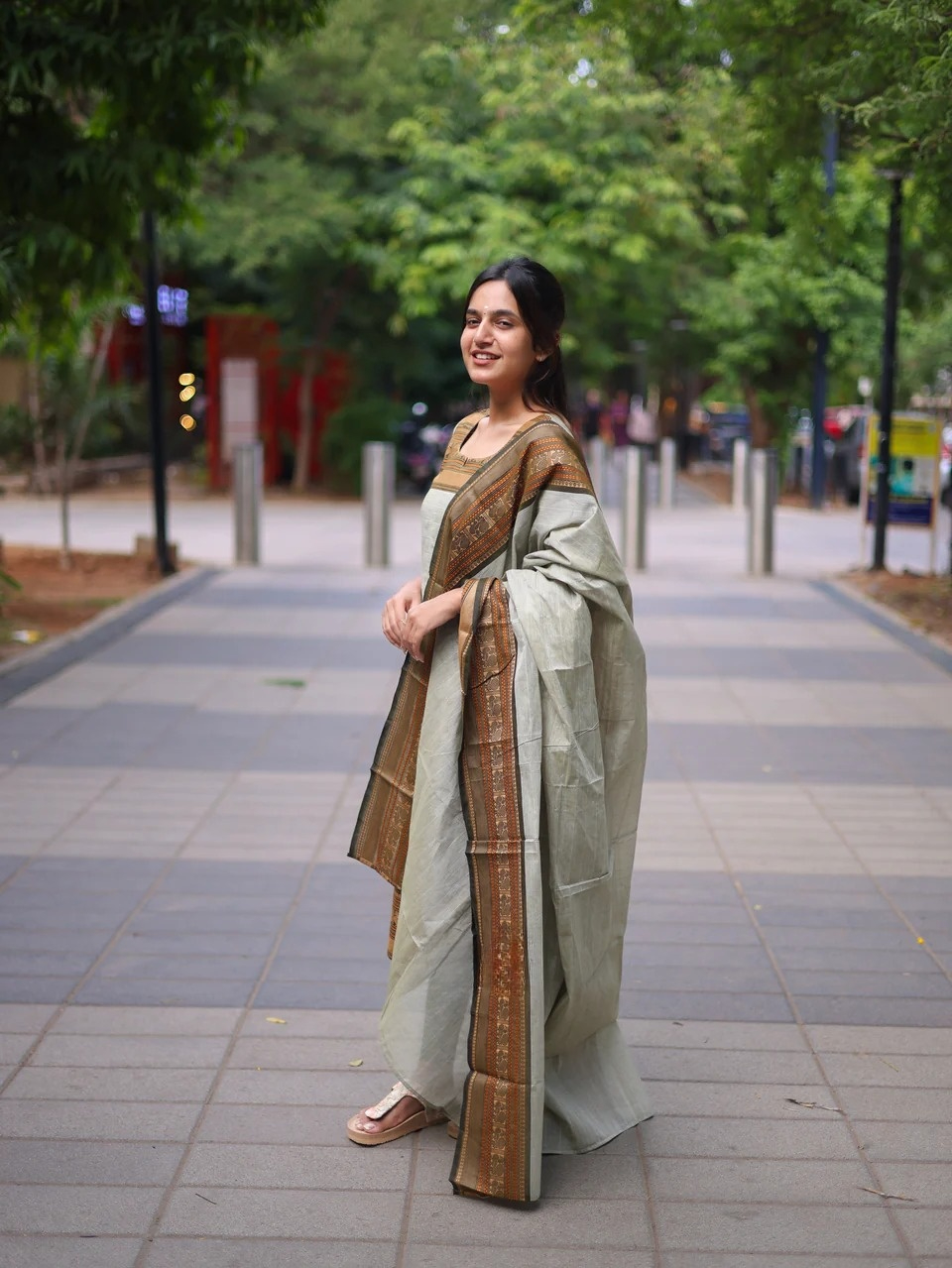 Pastel Green Kanchi Cotton South Cultural Designed Kurta Pant & Dupatta