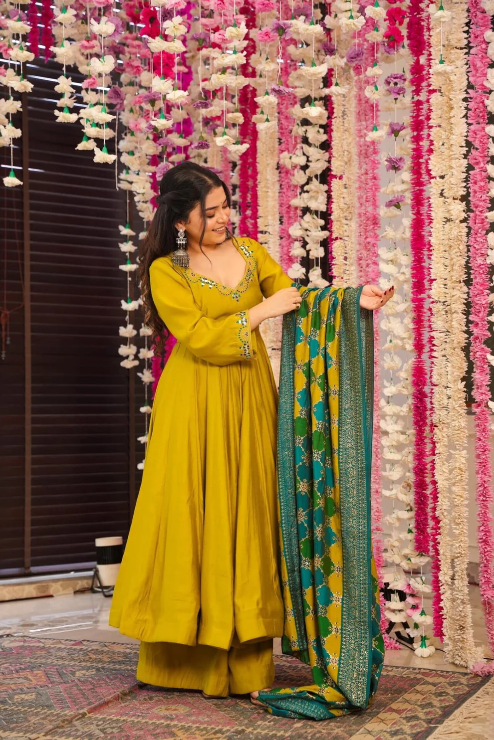 Yellow Chanderi Silk Sequence Embroidered Anarkali Suit