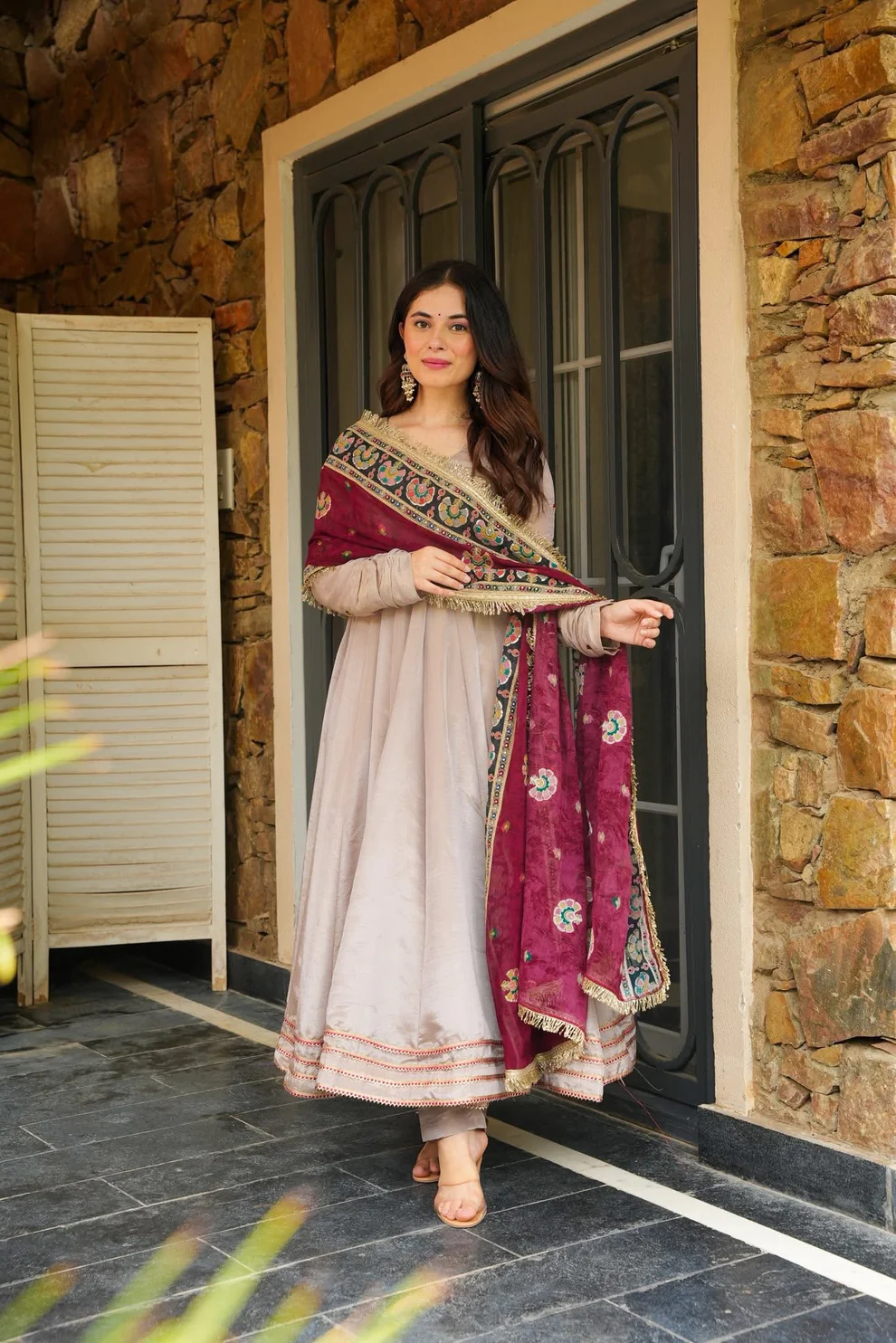 Petal Festive Gown With Sequence Embroidered Dupatta