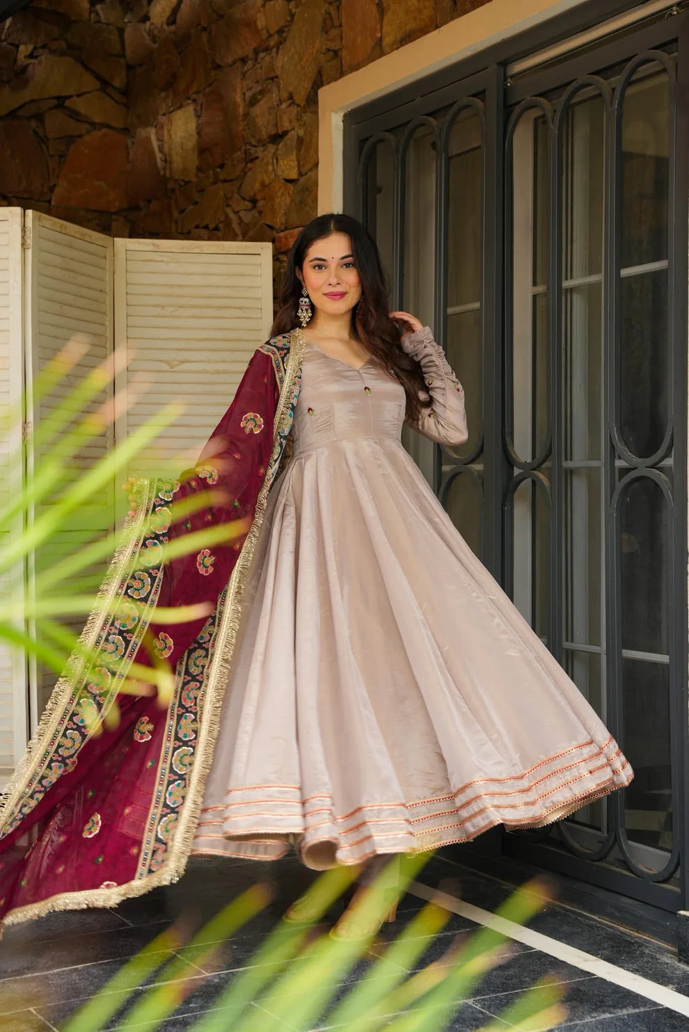 Petal Festive Gown With Sequence Embroidered Dupatta