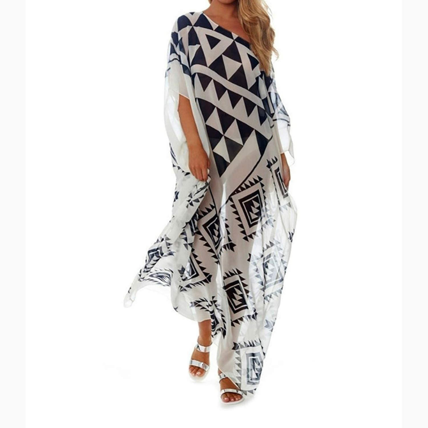 Georgette Geometric Print Kaftan Dress