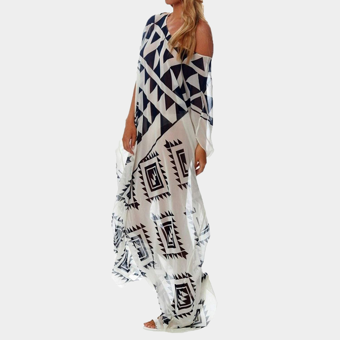 Georgette Geometric Print Kaftan Dress