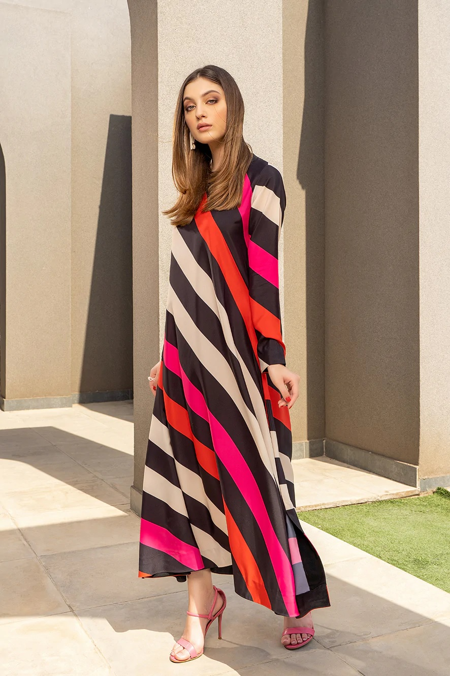 Striped Korean Maxi Dress