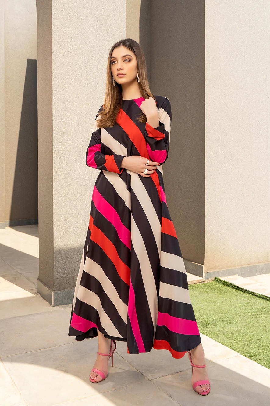 Striped Korean Maxi Dress