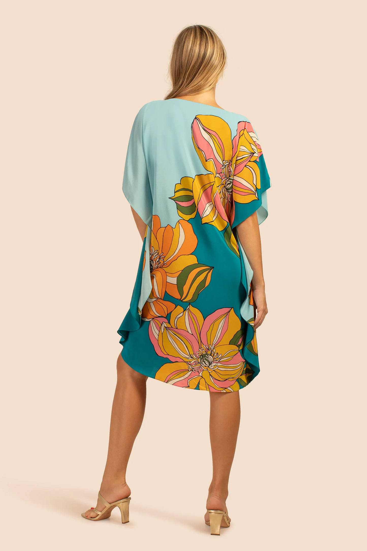 Floral Printed Short Kaftan Dress