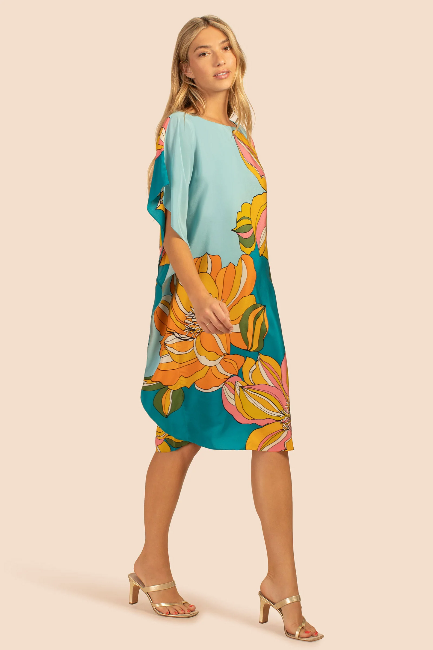 Floral Printed Short Kaftan Dress