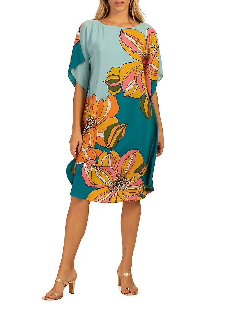 Floral Printed Short Kaftan Dress
