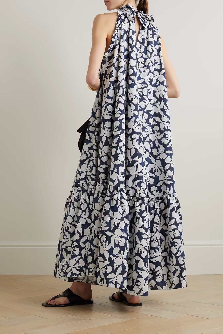 Floral Prited Maxi Dress With Frills