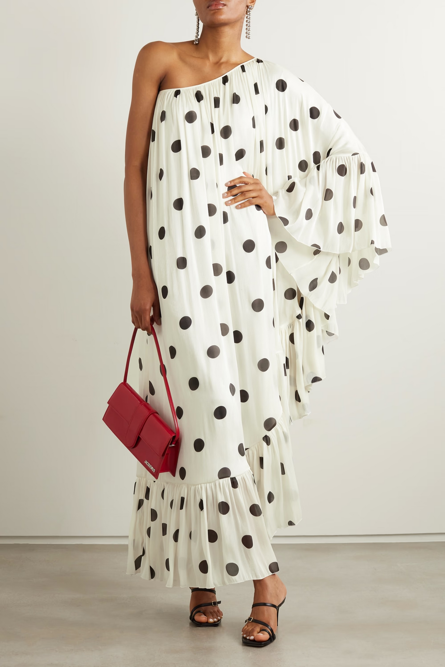 Polka Dot One Shoulder Dress