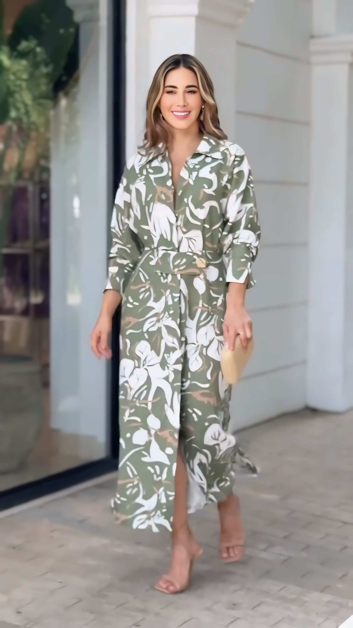 Light Olive Green Summer Shirt Dress