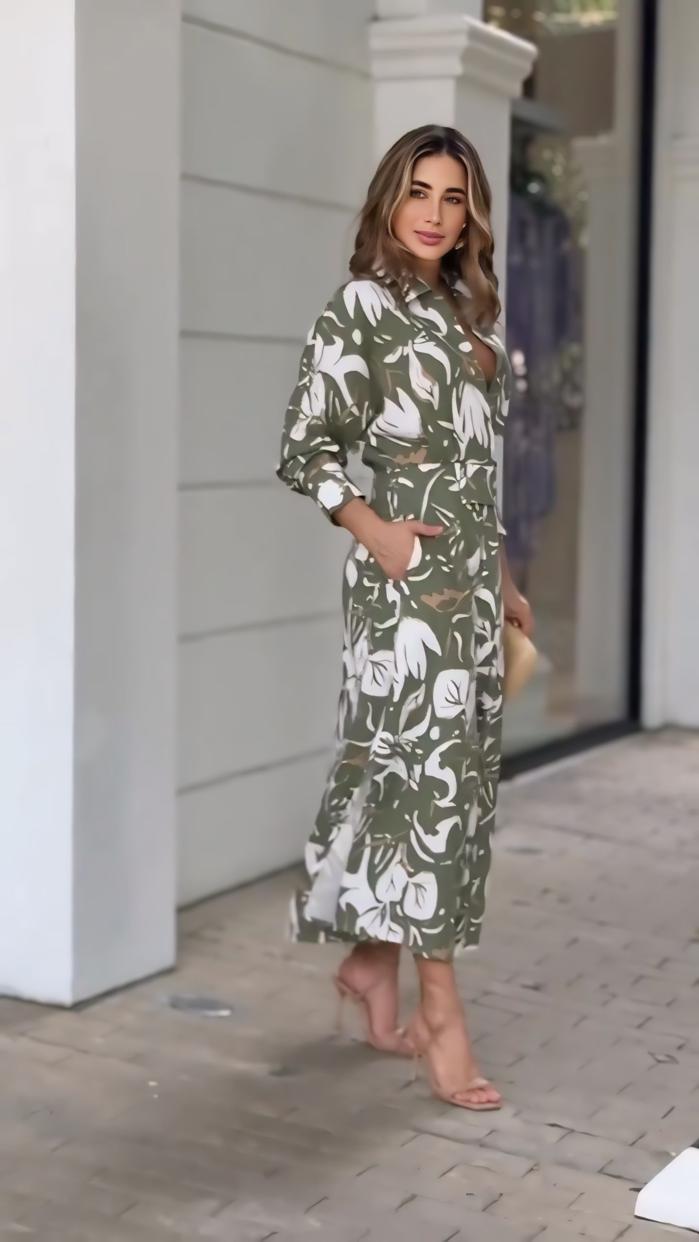 Light Olive Green Summer Shirt Dress