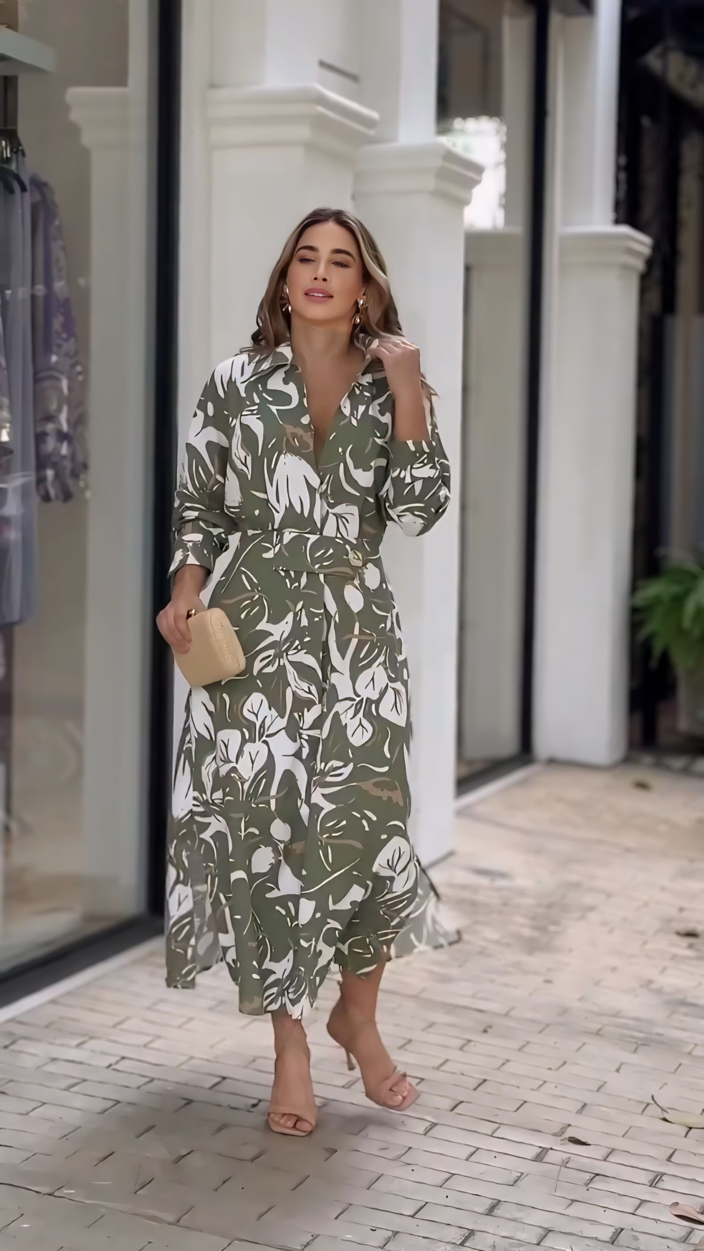 Light Olive Green Summer Shirt Dress