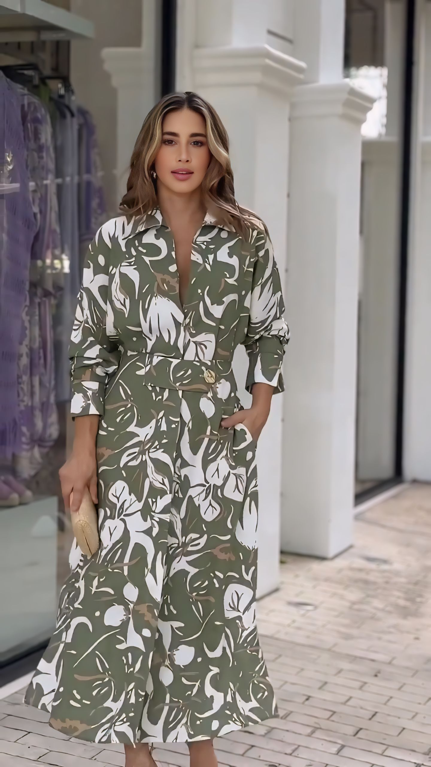 Light Olive Green Summer Shirt Dress