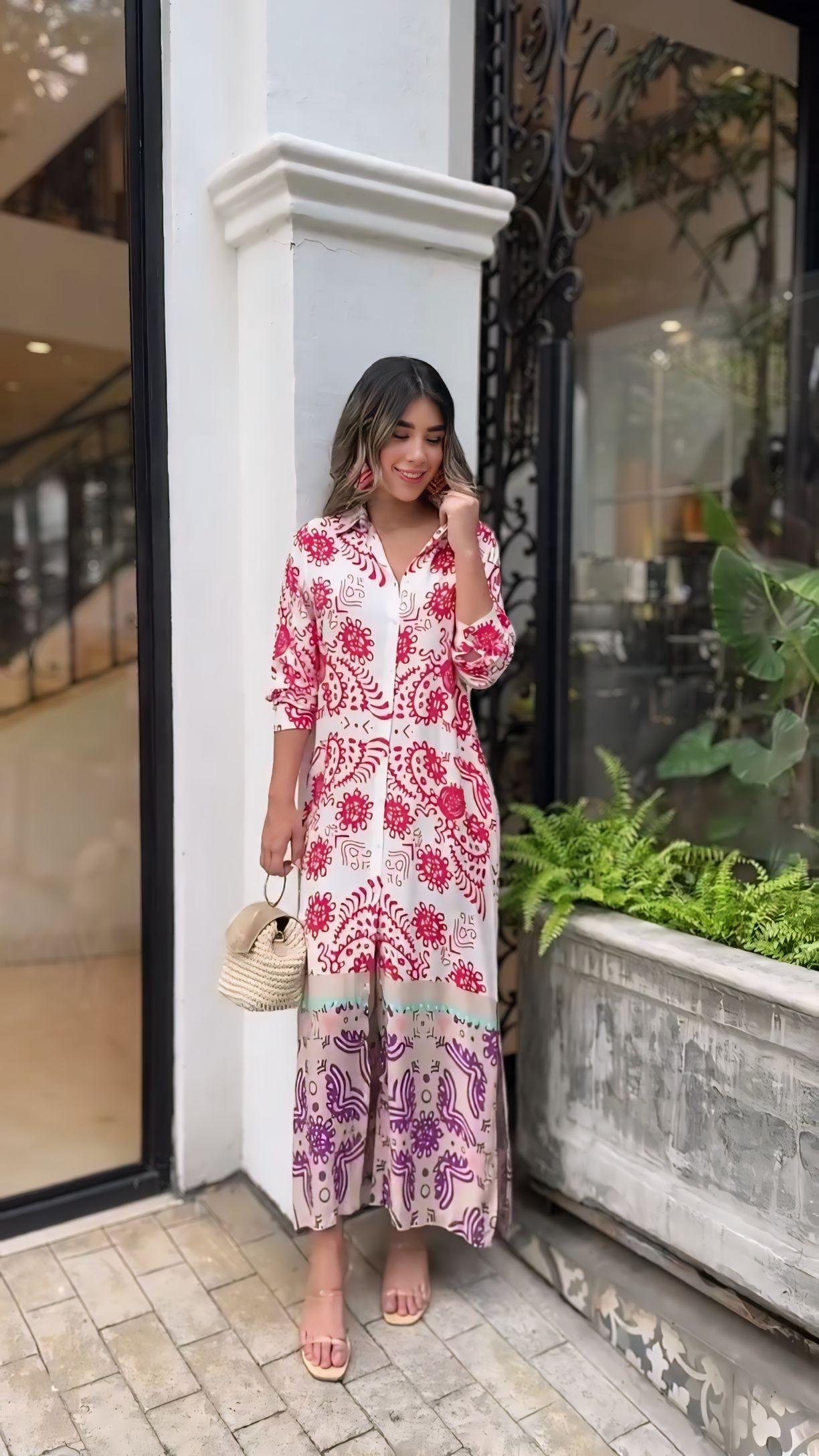 Beautiful Printed Maxi Shirt Dress