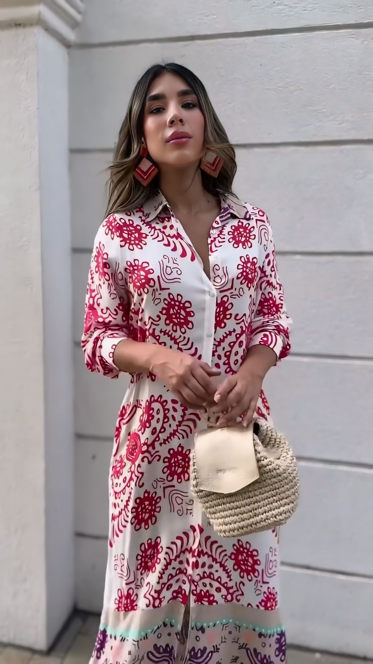 Beautiful Printed Maxi Shirt Dress