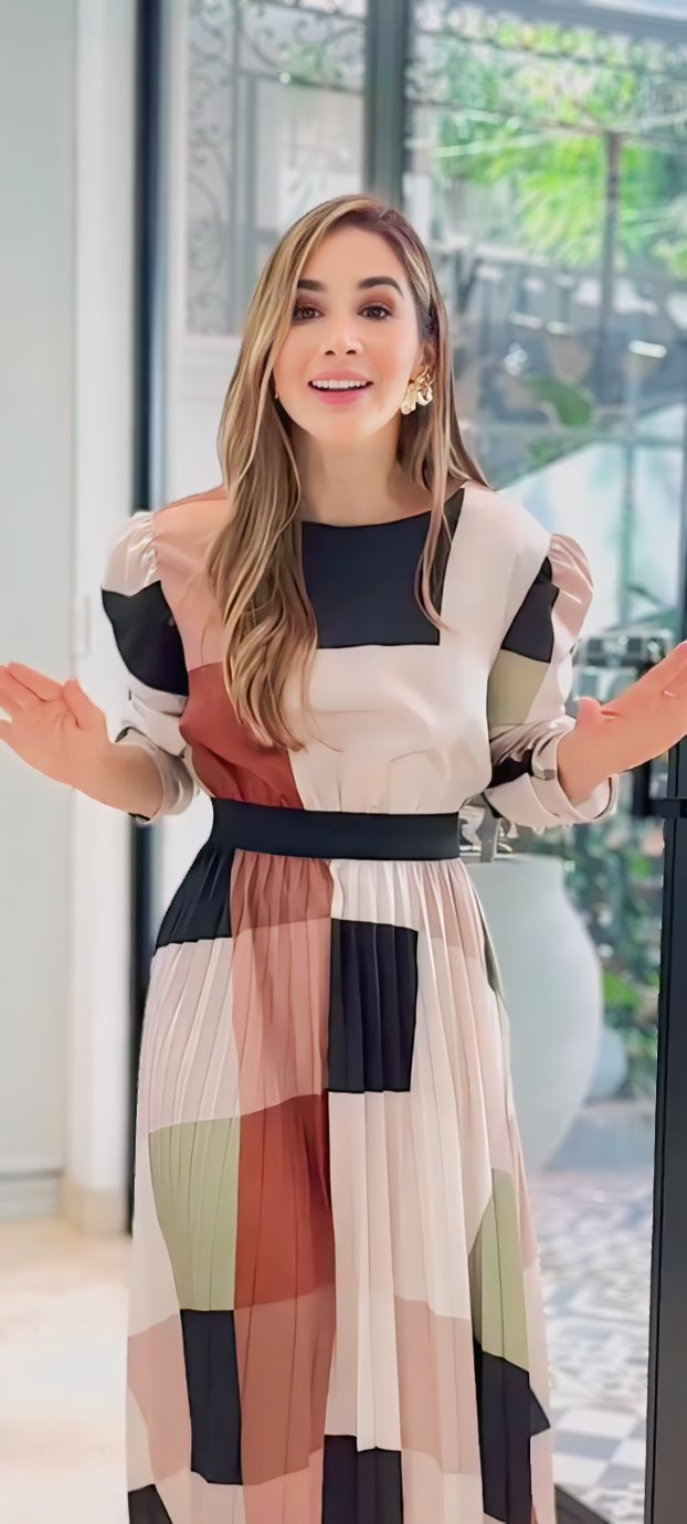 Printed Long Dress With Crush Pattern