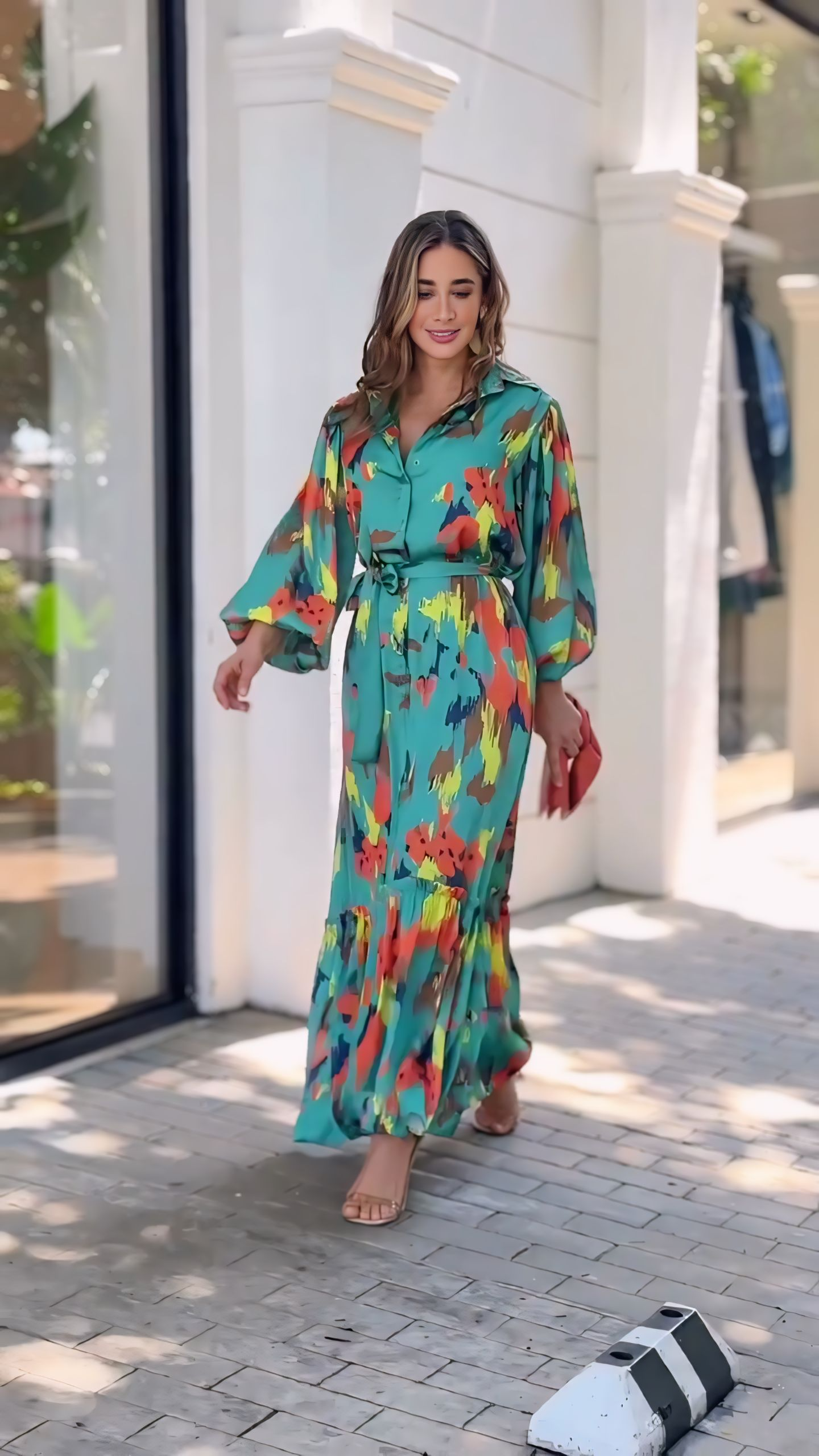 Long Frill Shirt Dress