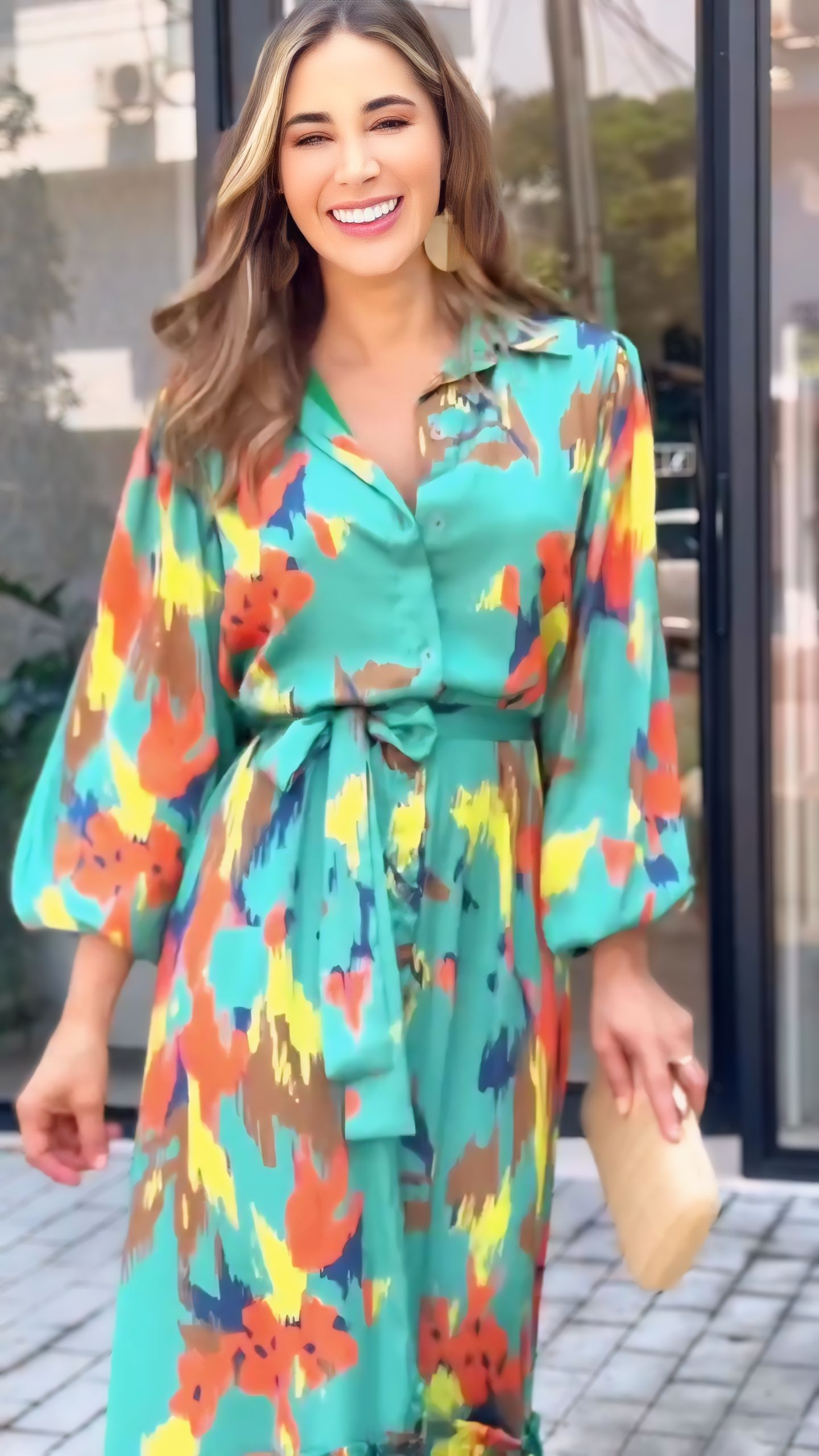 Long Frill Shirt Dress