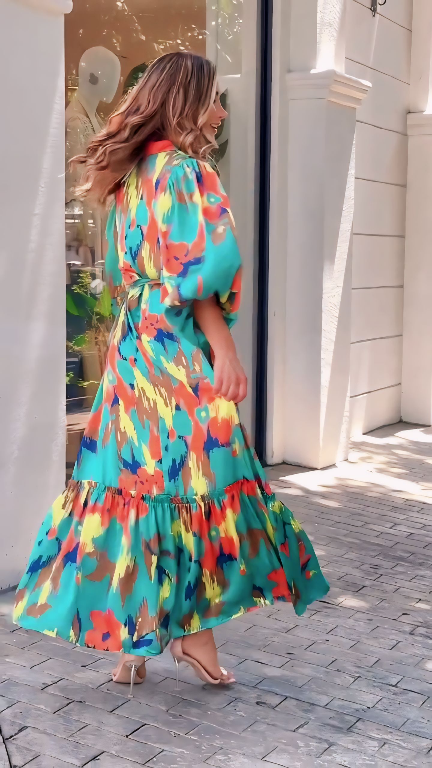 Long Frill Shirt Dress