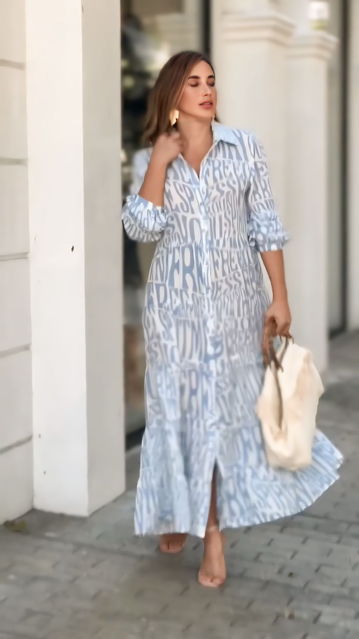 Sky Blue Alphabet Long Dress
