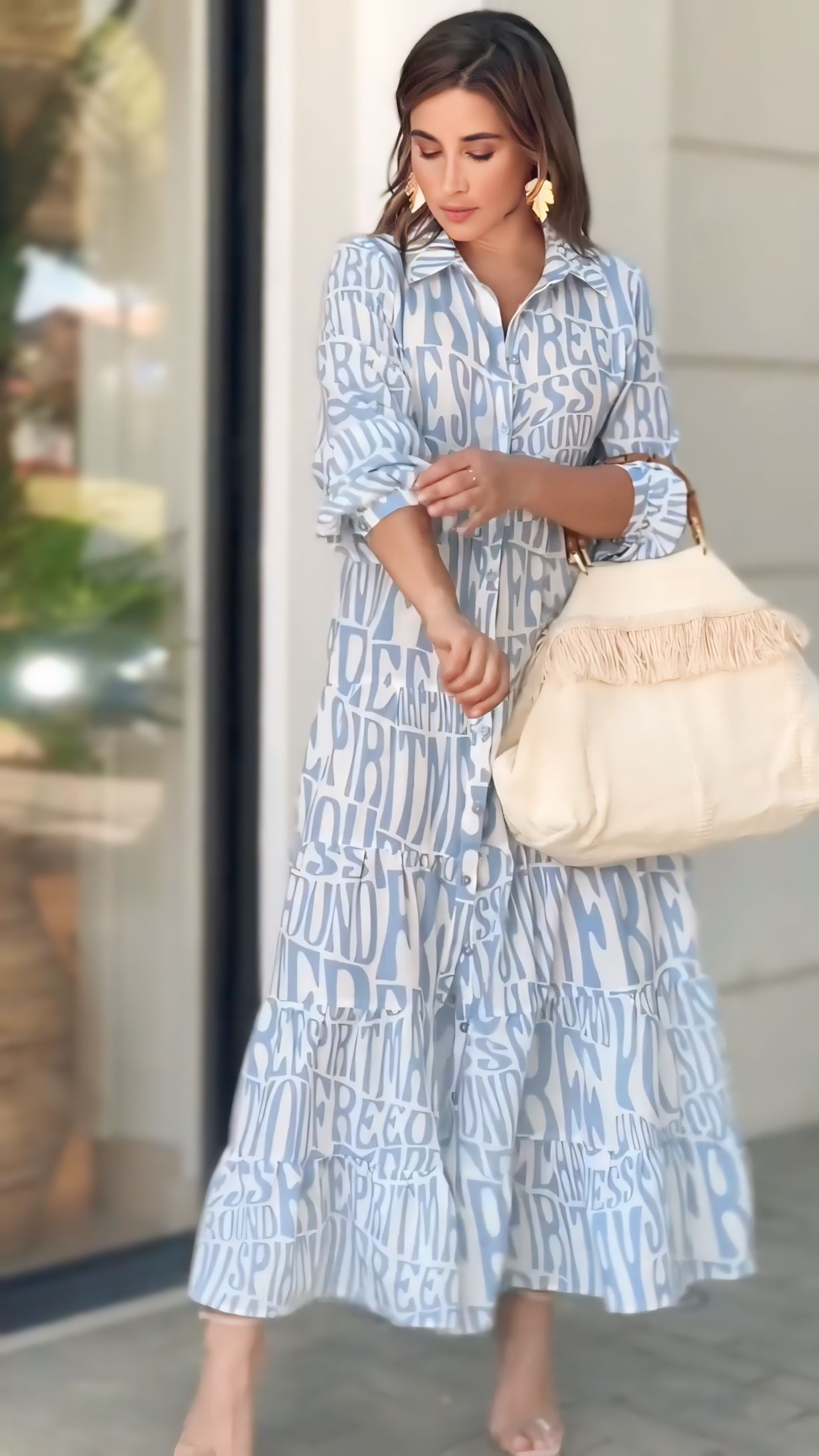 Sky Blue Alphabet Long Dress
