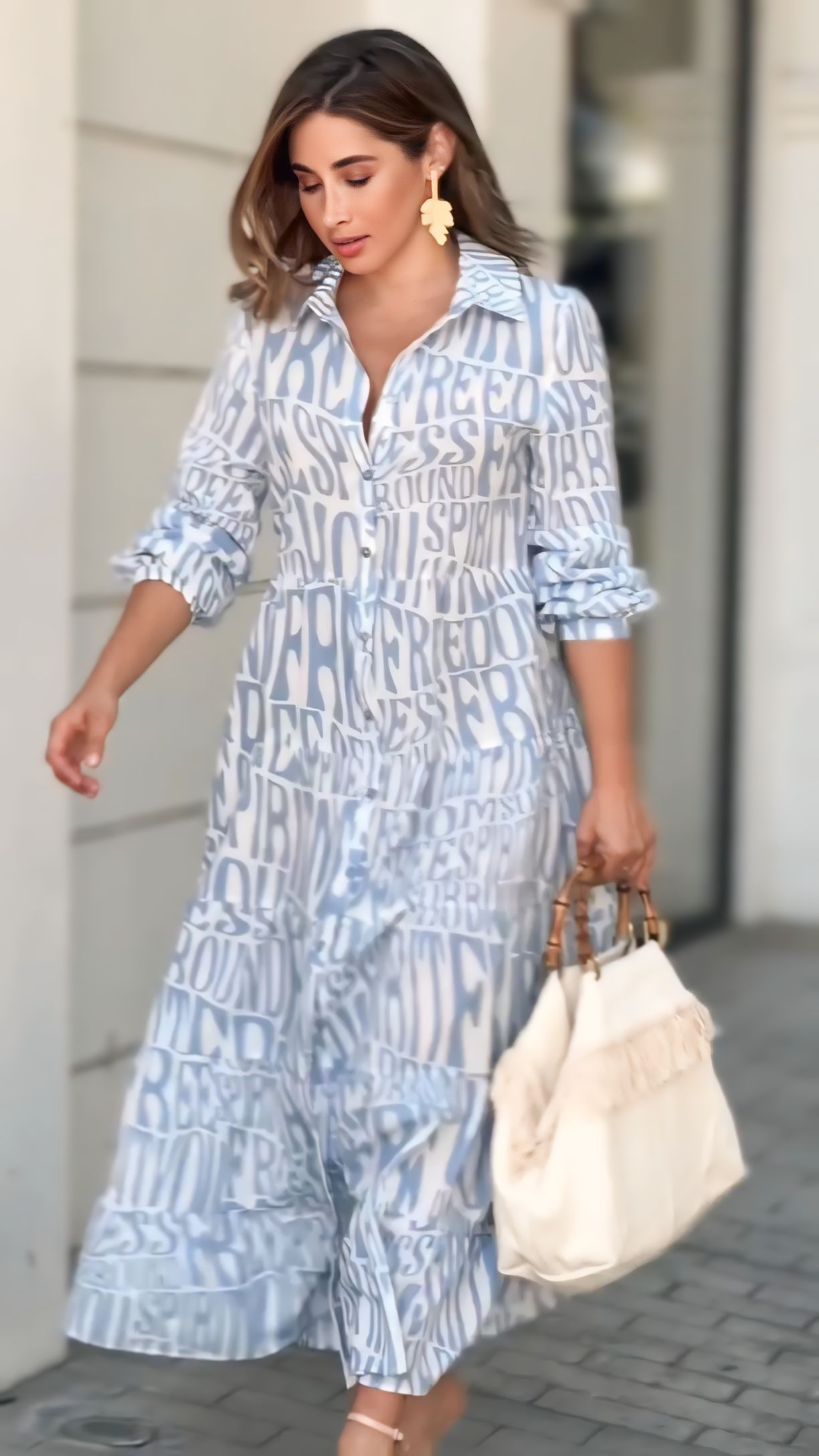 Sky Blue Alphabet Long Dress