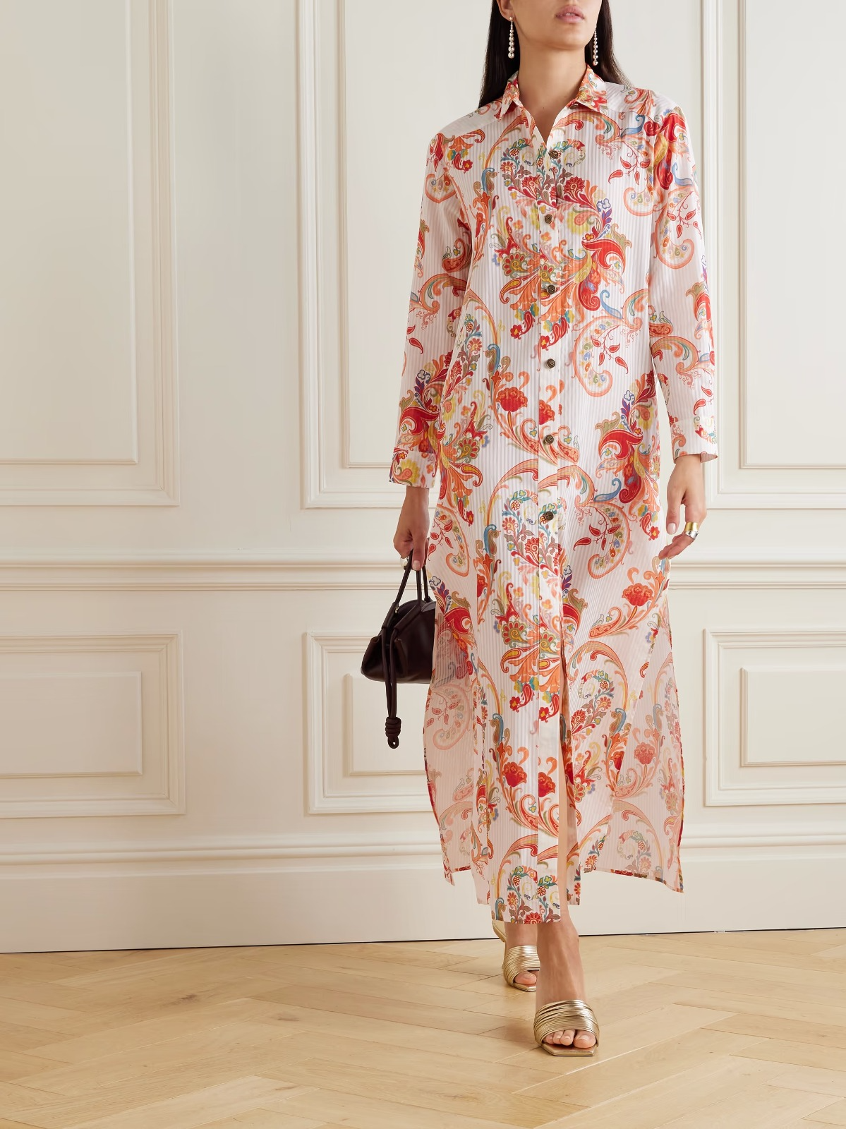 Beige Floral Printed Maxi Dress