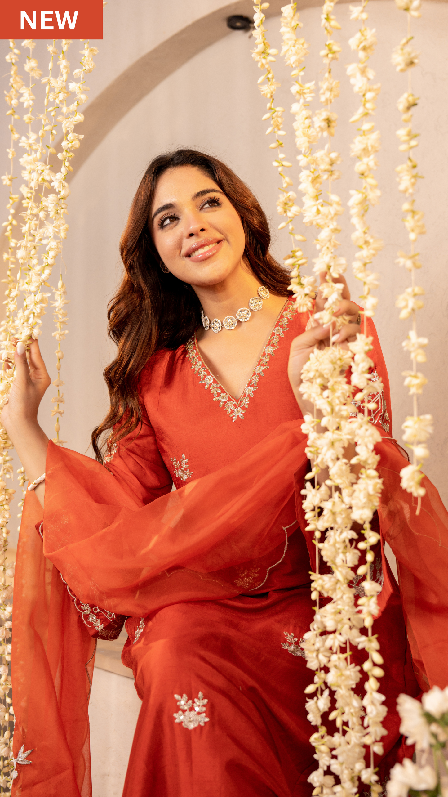 Tangerine Russian Silk Festive Suit Set