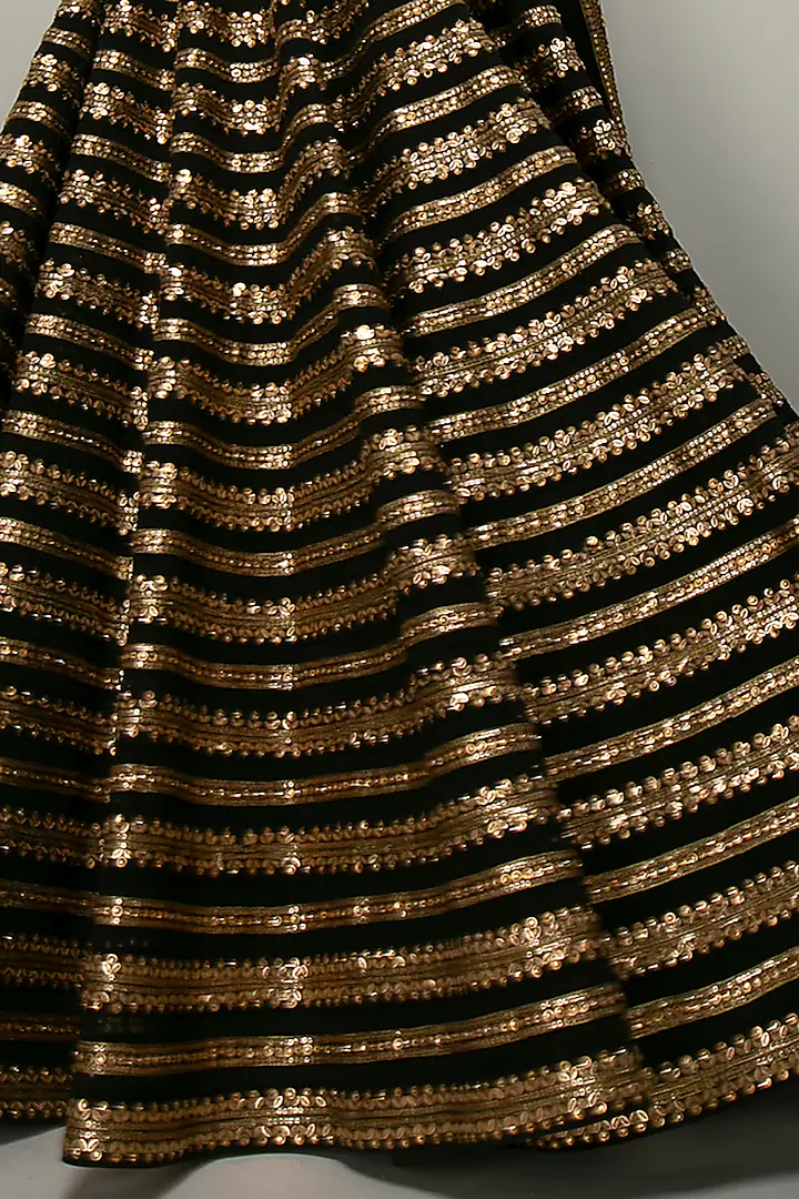 Gold and Black Kasturi Silk Work Party Wear Lehenga