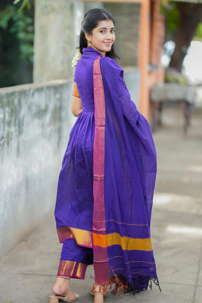 Handloom Suit Set in Purple