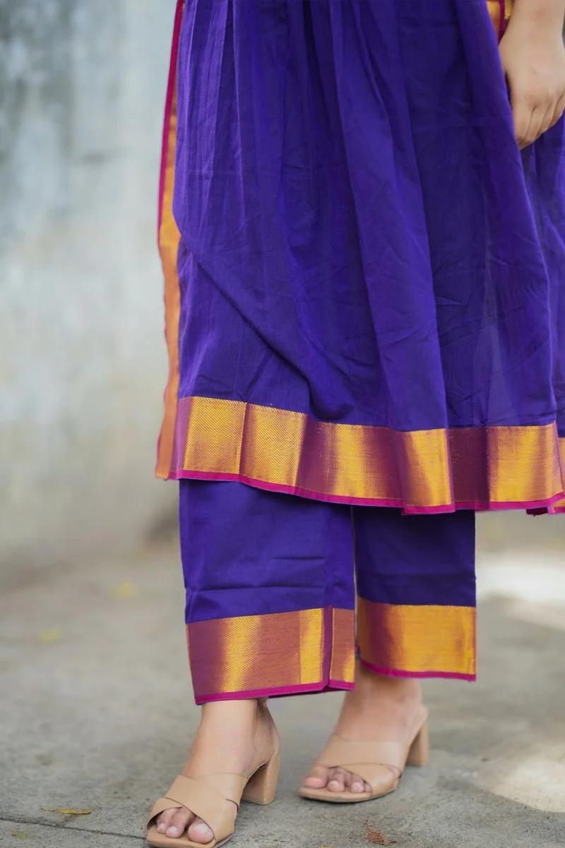 Handloom Suit Set in Purple