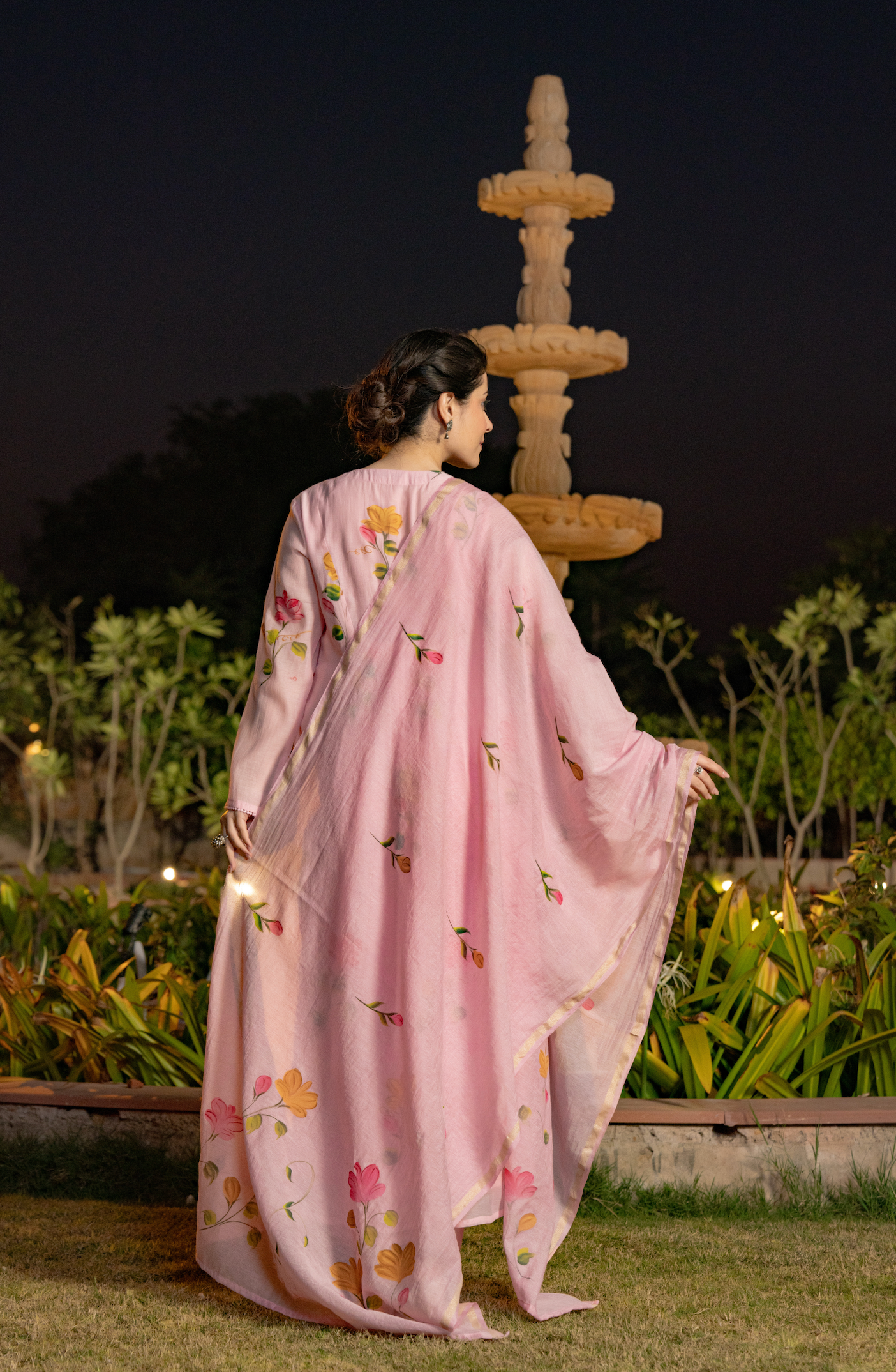 Rose Floral Chanderi Suit Set