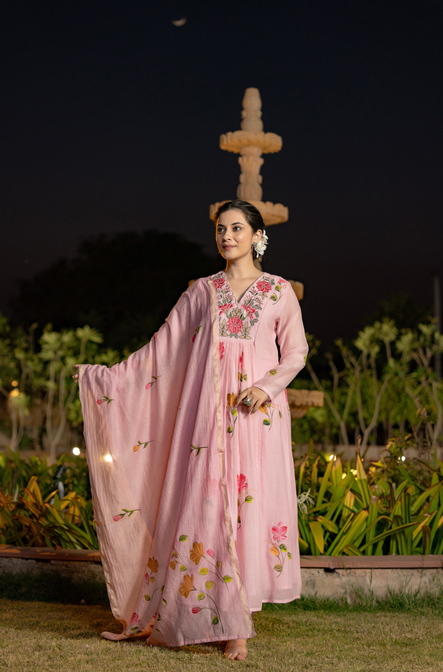 Rose Floral Chanderi Suit Set