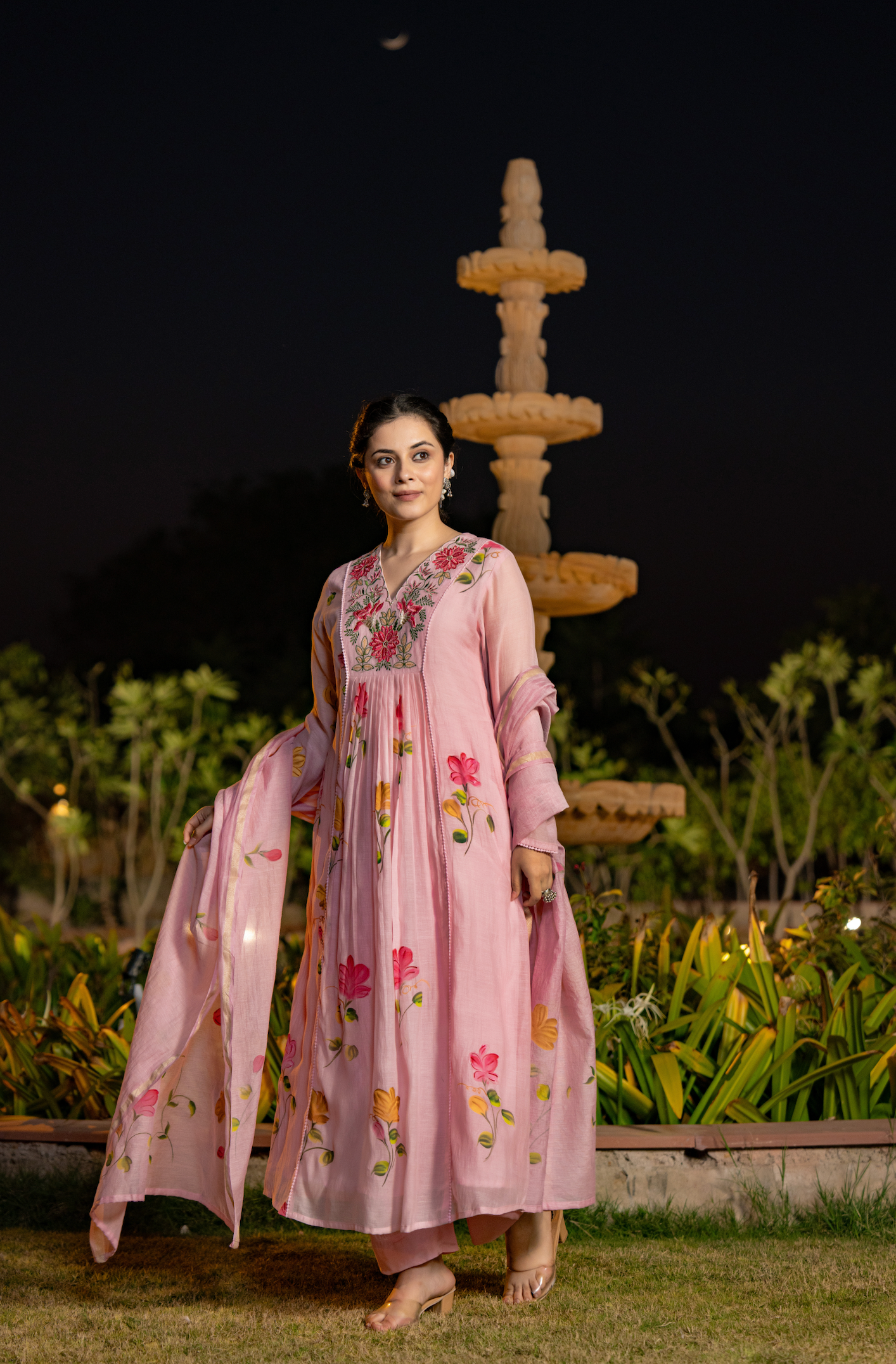 Rose Floral Chanderi Suit Set