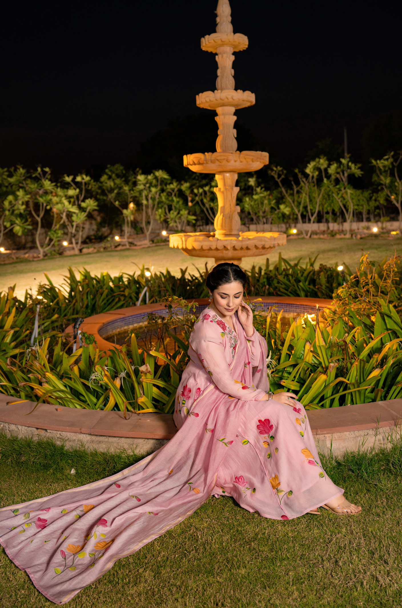 Rose Floral Chanderi Suit Set