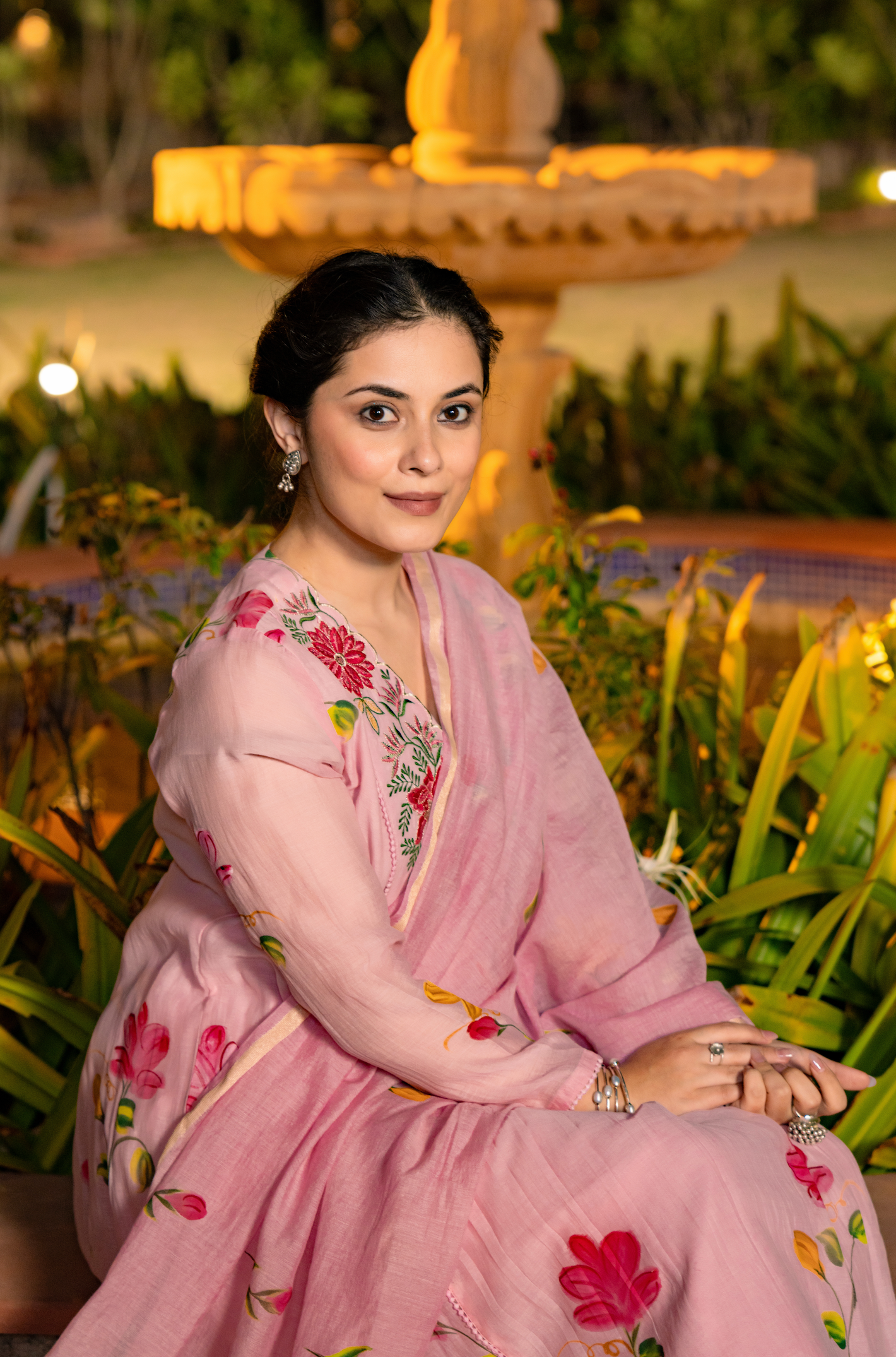 Rose Floral Chanderi Suit Set