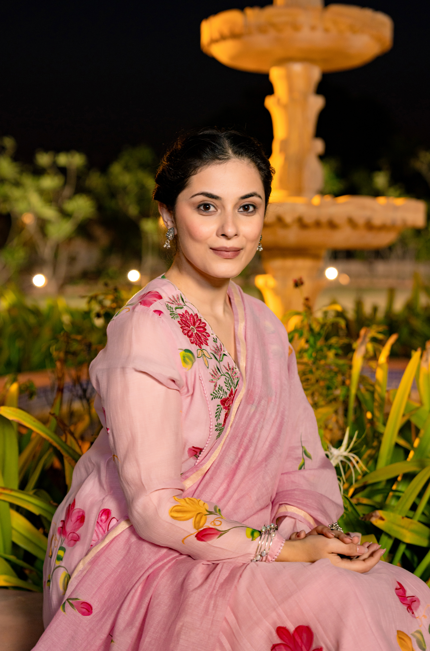 Rose Floral Chanderi Suit Set