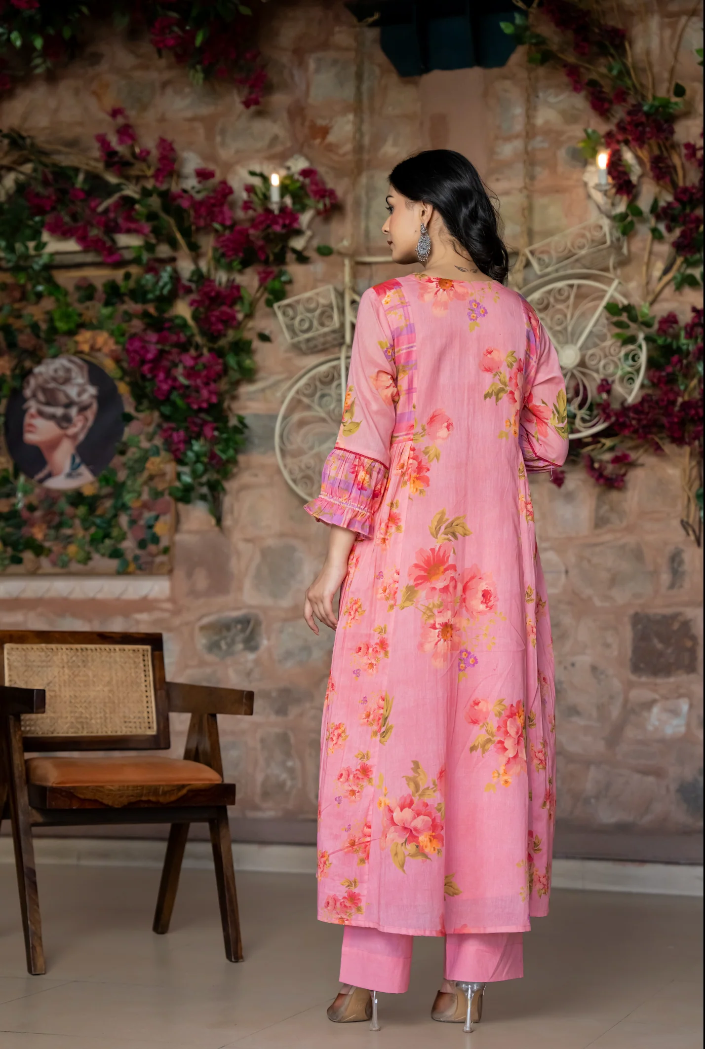 Pink Floral Printed Mul Cotton Suit Set- Summer Special