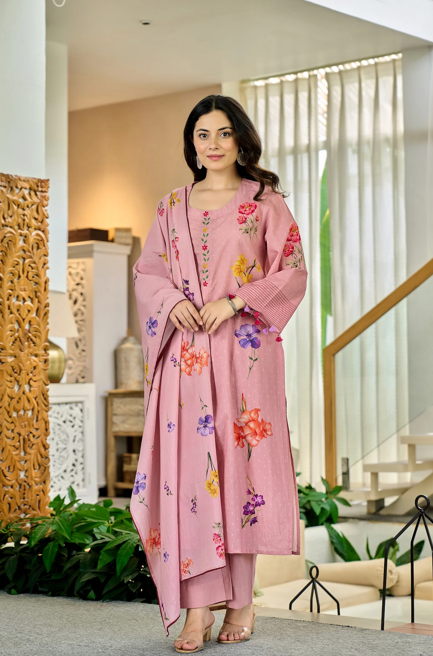 Cotton Dusty Floral Suit Set