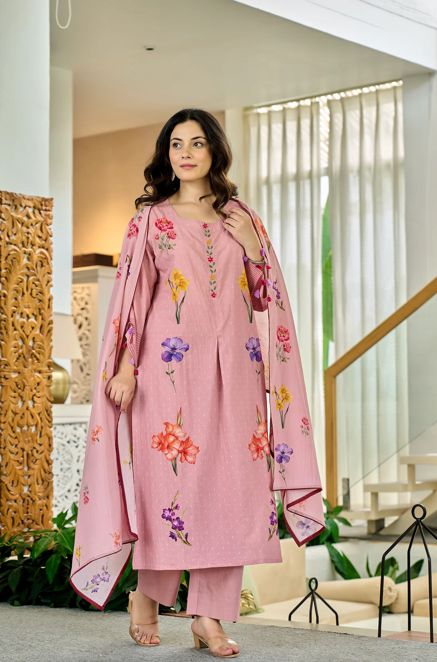Cotton Dusty Floral Suit Set