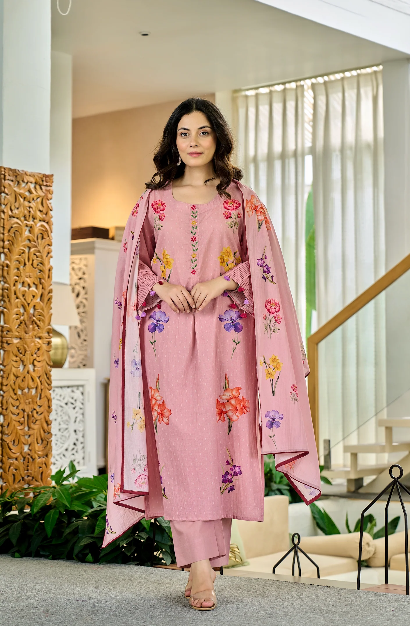 Cotton Dusty Floral Suit Set