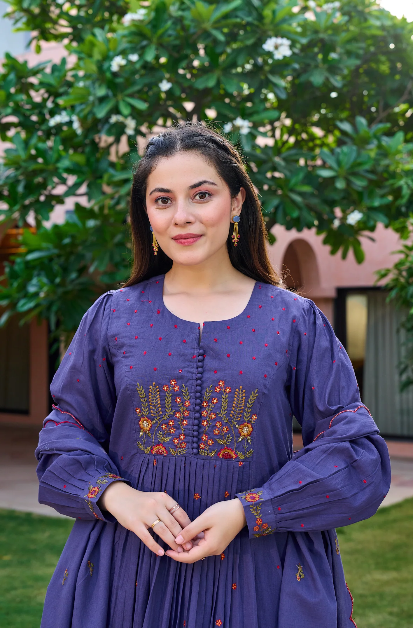 Lilac MulMul Embroidered Suit Set