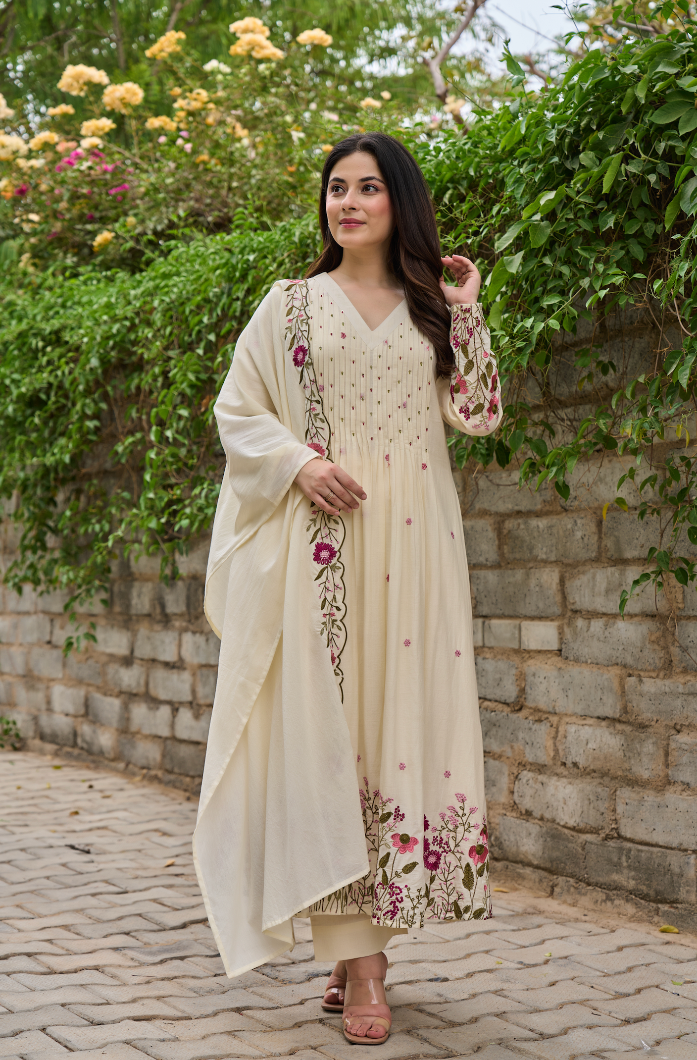 Pearl Blossom Mul Cotton Kurta Suit