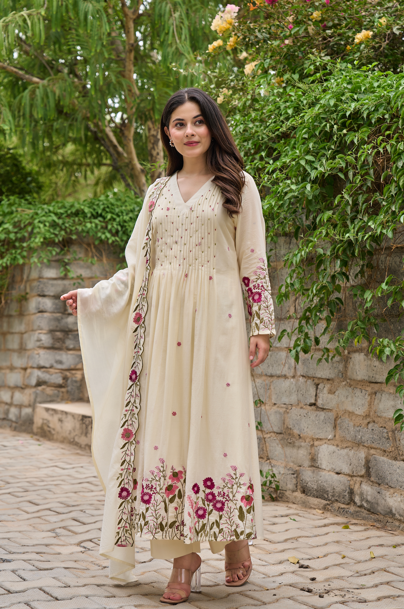 Pearl Blossom Mul Cotton Kurta Suit