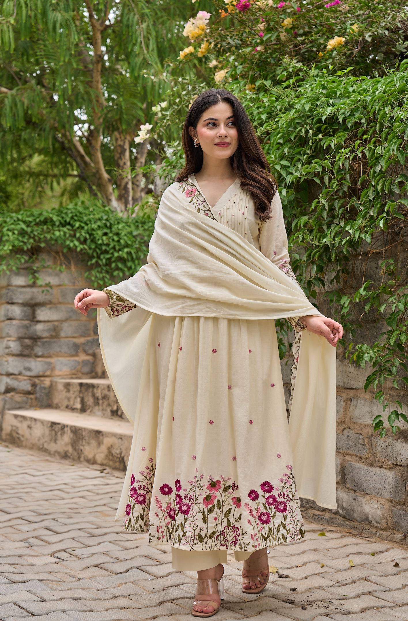 Pearl Blossom Mul Cotton Kurta Suit