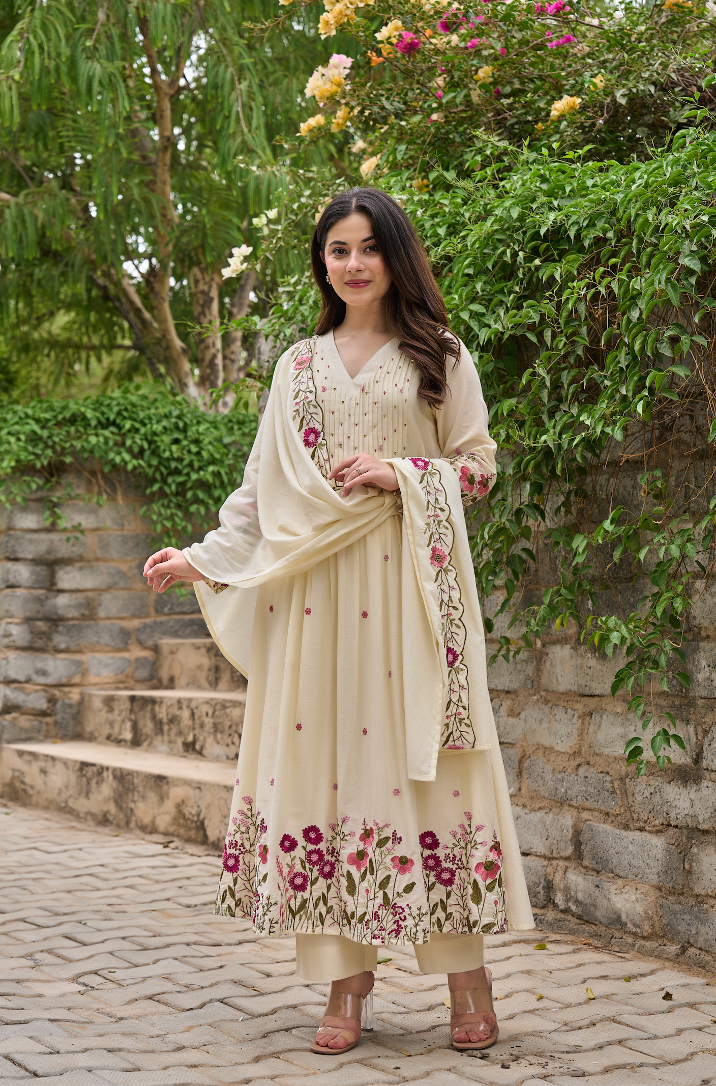 Pearl Blossom Mul Cotton Kurta Suit