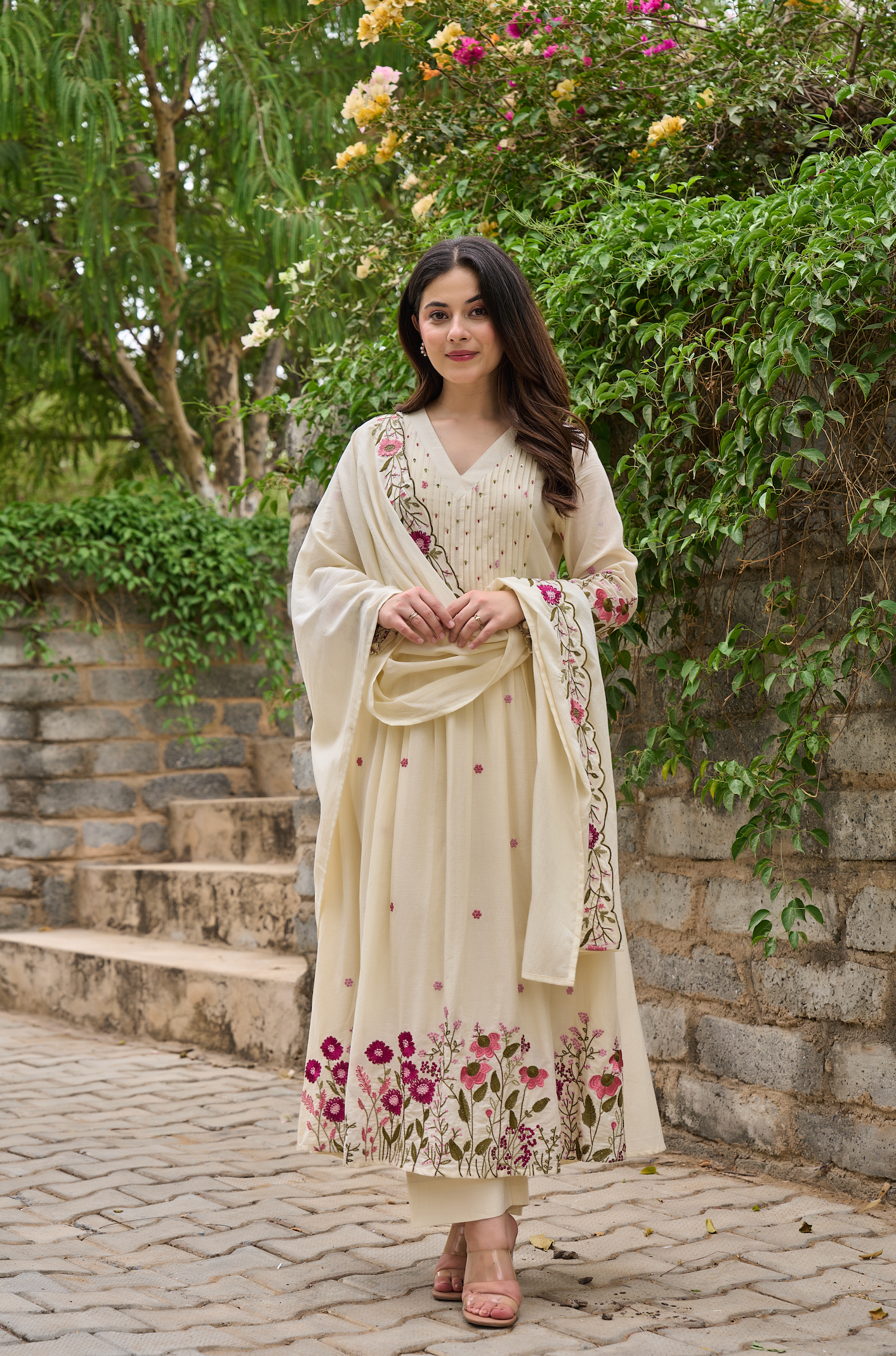 Pearl Blossom Mul Cotton Kurta Suit