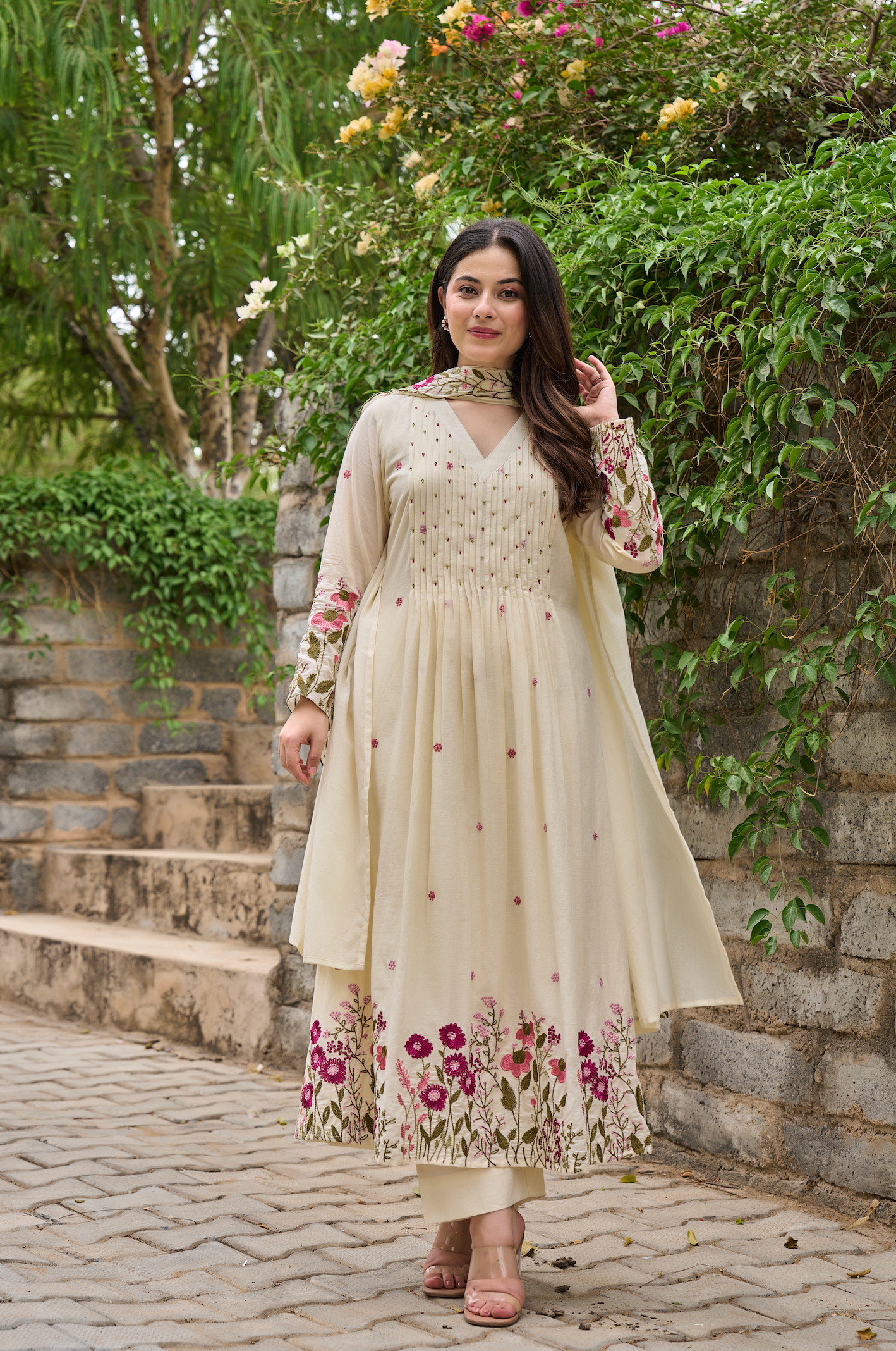 Pearl Blossom Mul Cotton Kurta Suit