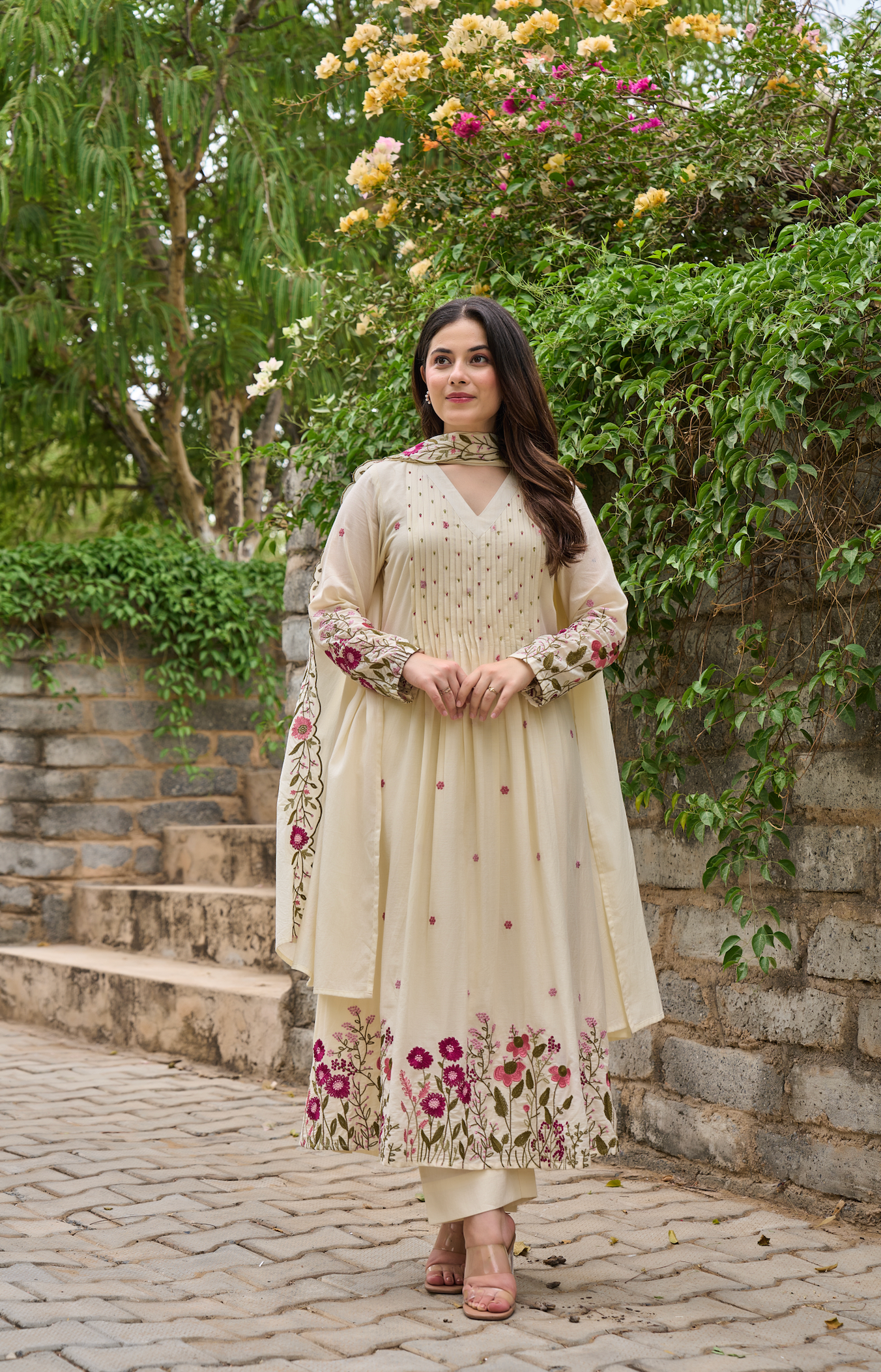 Pearl Blossom Mul Cotton Kurta Suit