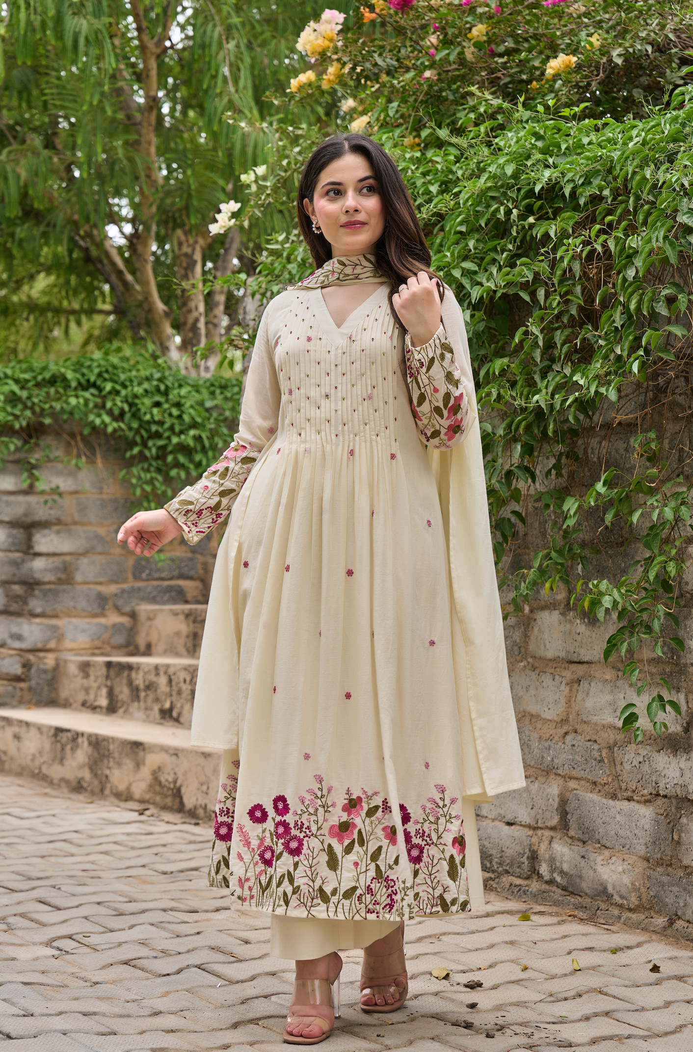 Pearl Blossom Mul Cotton Kurta Suit